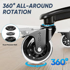 TICONN Office Chair Caster Wheels Set of 5 for Tile, Hardwood Floors and Carpets, Universal Fit for Most Chairs (Transparent with Brake)