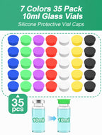 10ml & 30ml Vial Caps, Silicone Peptide Vial Covers, 35 Pack, 7 Colors