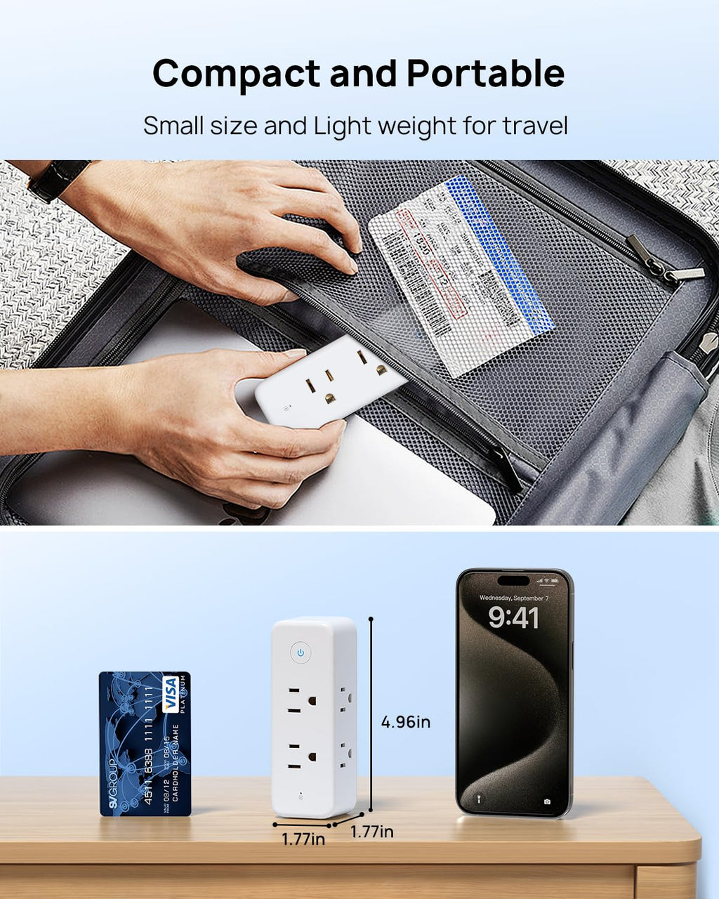 TROND Outlet Extender Surge Protector - 6 AC Outlet Splitter with 360 Rotating Plug, Multi Sockets Wall Expander with Power Switch, 1440J, 3 Way Plug Adapter for Home Bathroom Kitchen Office Dorm