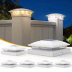 APONUO 6 Pack Solar Post Cap Lights, 2 Modes(Warm/Cool Light) Outdoor Waterproof Fence Post Solar Lights, Solar Powered Garden, Patio, Deck Decor for 4x4, 5x5, 5.5x5.5 Wood & Vinyl Posts, White