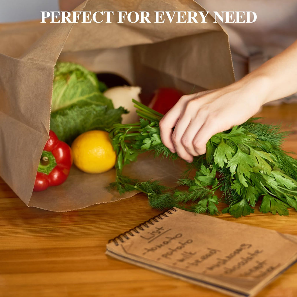 MUCHII 100 Count 57 LB Paper Grocery Bags, Large Brown Kraft Paper Bags for Storage, Shopping