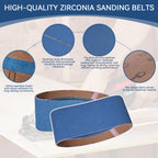 Aolabela 4x24 Inch Sanding Belts 18 Pcs 6 Grits Sizes (3 Each of 60/80/120/150/240/400 Grits) Heavy Duty Belt Sander Zirconia Belt Sander Paper for Wood, Metal, Stainless Steel, Cars, and Furniture