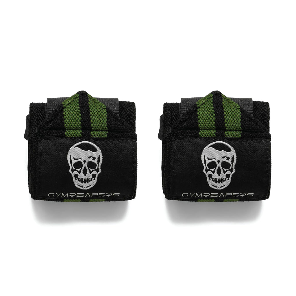 Gymreapers Weightlifting Wrist Wraps (Competition Grade) 18" Professional Quality Wrist Support with Heavy Duty Thumb Loop - Strength Training, Bodybuilding(Military Green,18")