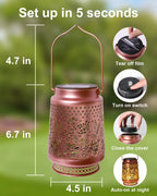2 Pack Hummingbird Solar Lanterns Outdoor Waterproof, Garden Decor Birthday Gifts for Women Mom Grandma Sister, Metal Hanging Solar Lights Outside Decorative for Backyard Patio Lawn Pathway Landscape