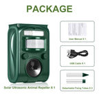 AMIATCH Solar Ultrasonic Animal Repeller, Motion Detection, LED Flashing Light, Cat Repellent Outdoor, Dog, Squirrel, Raccoon, Skunk, Rabbit, Rodent, Fox, Deer, etc.