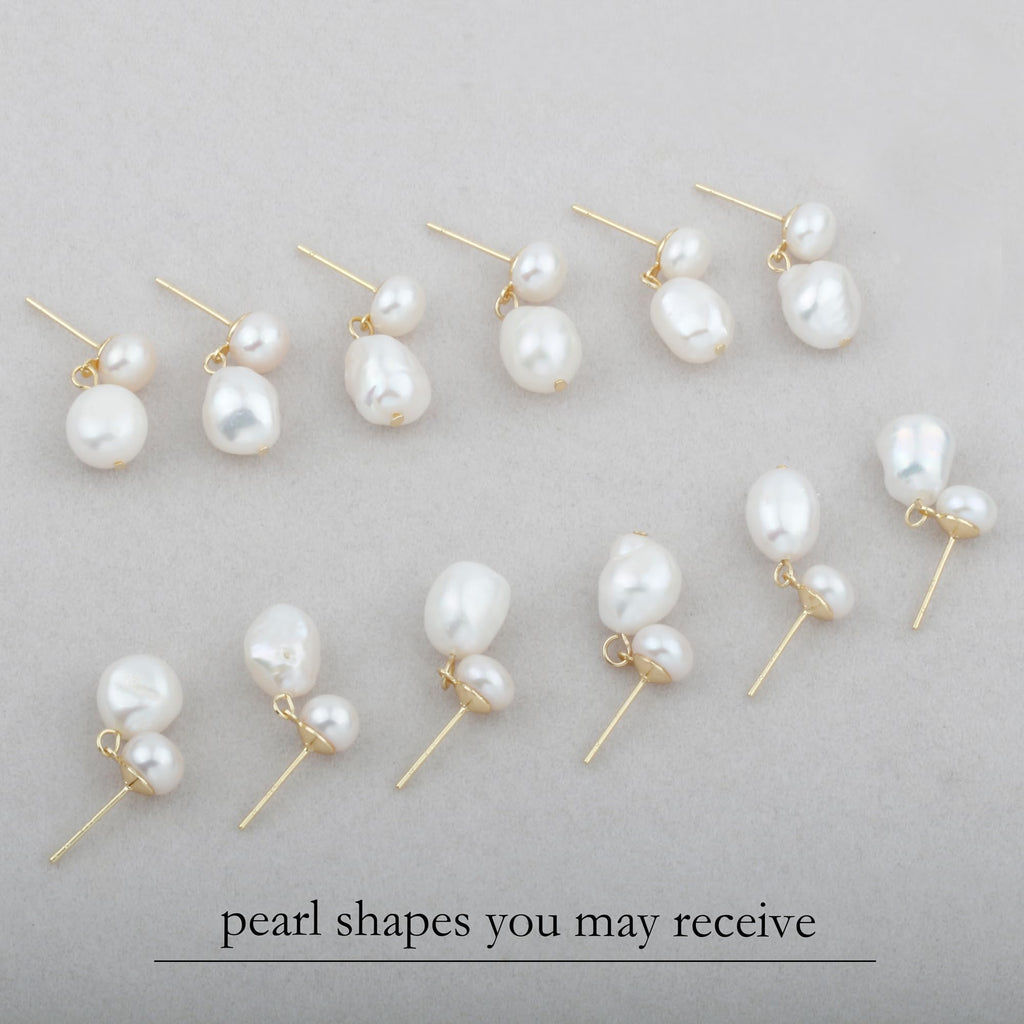 Freshwater Cultured White Baroque Pearl Dangling Drop Earrings for Women