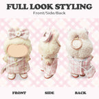 Clothes Compatible with LABUBU Doll – 4PCS Pink Tweed Charm Set, 17cm Doll Clothes Designer Outfit for Romantic Pastel Theme, Chic Stylish Accessories for Labubu, No Doll (Peachy Tweed Daydream)