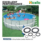 Hicello 25076RP O-Ring Rubber Gasket Washers Kit L-Shape O-Ring for 1.5" Fittings Compatible with Intex Pool Plunger Valves 28633 28635 28621 10747 25006 25010 Replace 10745 10262 10255(8SETs=24PCs)