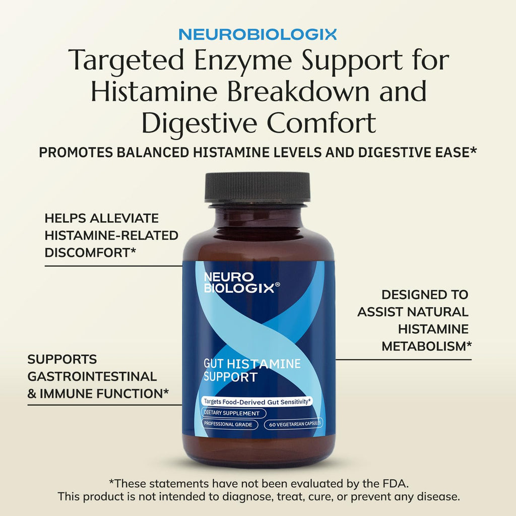 Neurobiologix Gut Histamine Support Supplement, Digestion & Immune Balance with Vitamin C, NAC, Bromelain & Quercetin, Supports Food-Derived Histamine Response for Men & Women, Vegetarian, 60 Capsules