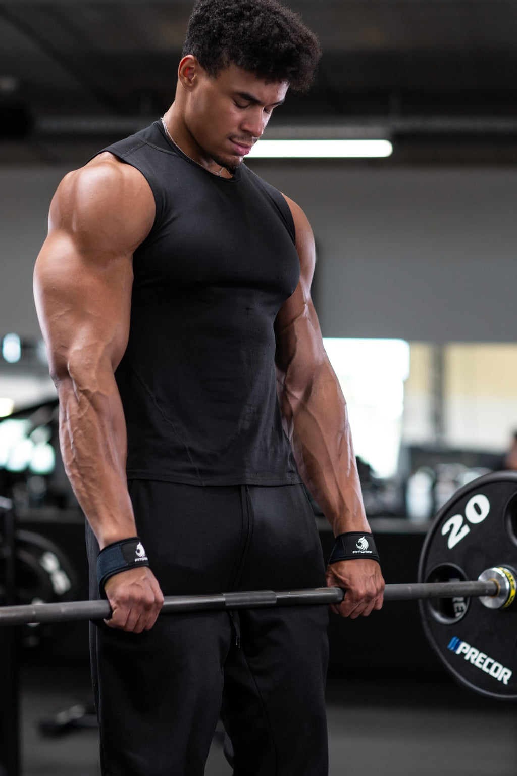 Fitgriff�� Lifting Wrist Straps for Weightlifting, Gym, Deadlift, Workout (Made of Premium Cotton & Padded) - Men & Women (Standard, Navy Blue (Silicone-Grip))