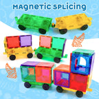 Magnetic Tiles Cars Construction Set - 4 PCS Magnetic Tiles Magnet Bricks Truck Sensory Toys, Educational Magnet Cars Set Building Blocks for 3 4 5 6 7 8+ Year Old Girls Boys