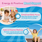 BudLive Mood Mystic Saffron Gummies for Kids 4+ - Saffron Extract Supplements with GABA, Focus Calming Gummies Supports Happy & Cognition, Sugar Free Raspberry, 120 Counts