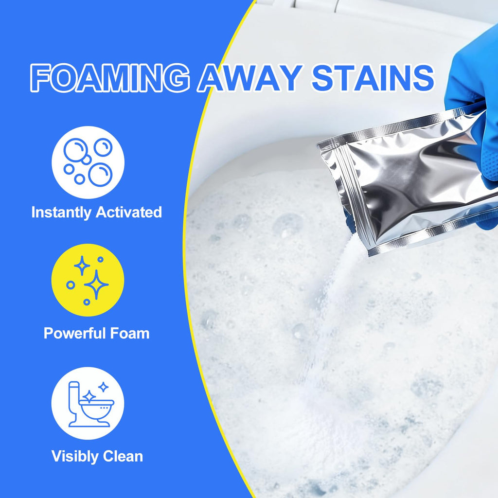 MineeCozee Foaming Toilet Bowl Cleaner Powder: Self-Activating Foam Toilet Cleaner for Deep Cleaning - Stain Remover for Bathroom (400g)