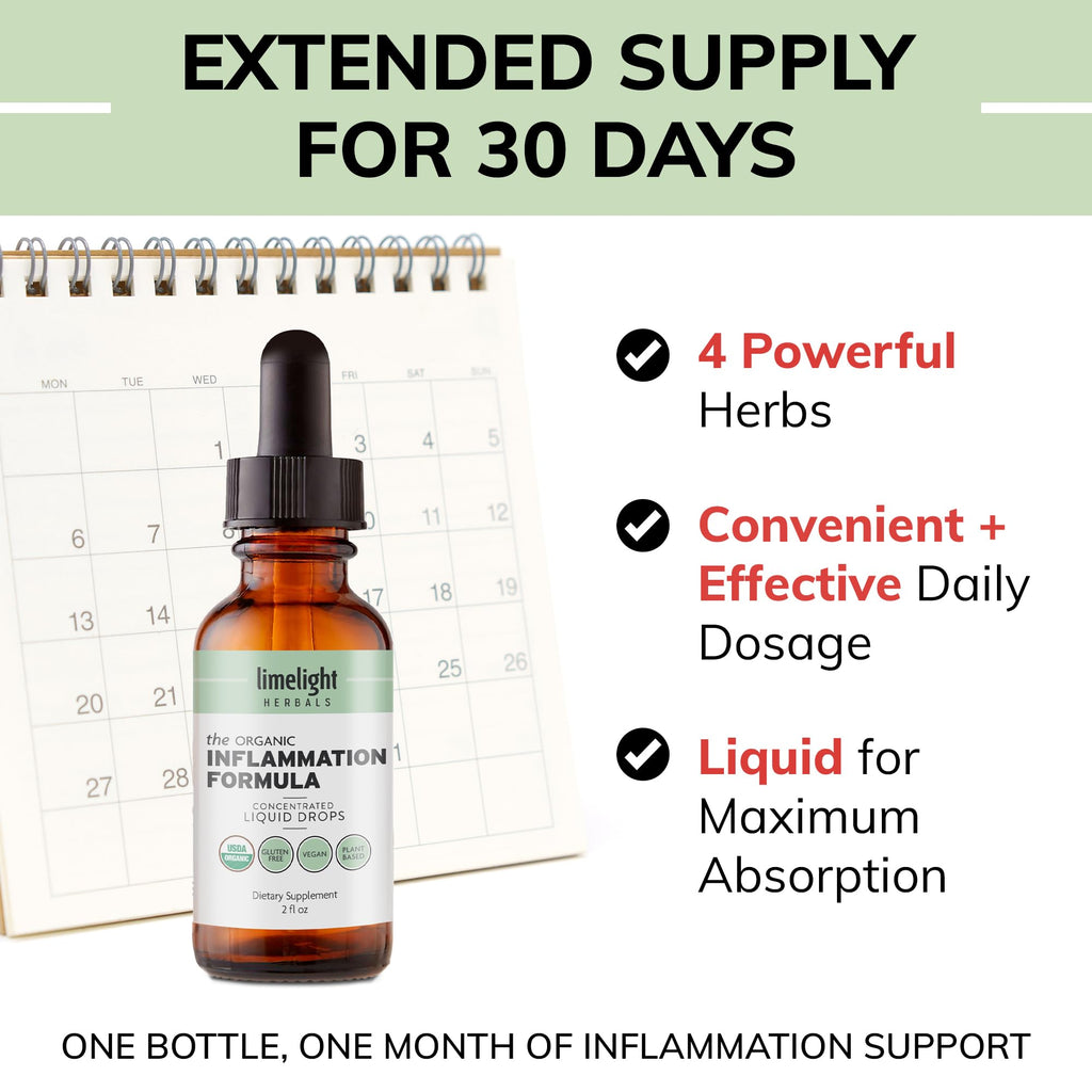 Organic Inflammation Formula Advanced Liquid Drops – Turmeric, Ginger, Boswellia & Black Pepper – Whole-Body Wellness & Inflammatory Support, Joint & Mobility Support – Vegan, Non-GMO – 60 Servings