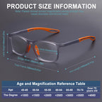 BLOEXCLU 4 Pack Progressive Multifocus Reading Glasses for Men Women TR90 Sports Style Anti-Blue Light Computer Readers (black & blue & grey & transparent, 3, x)