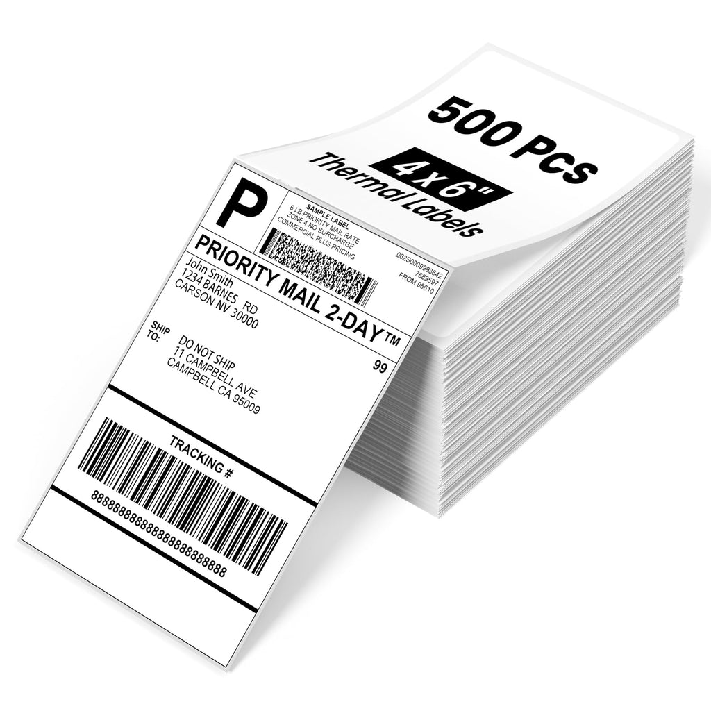 Phomemo 4x6 Thermal Shipping Labels 500 PCS Fanfold Labels for Address Mail