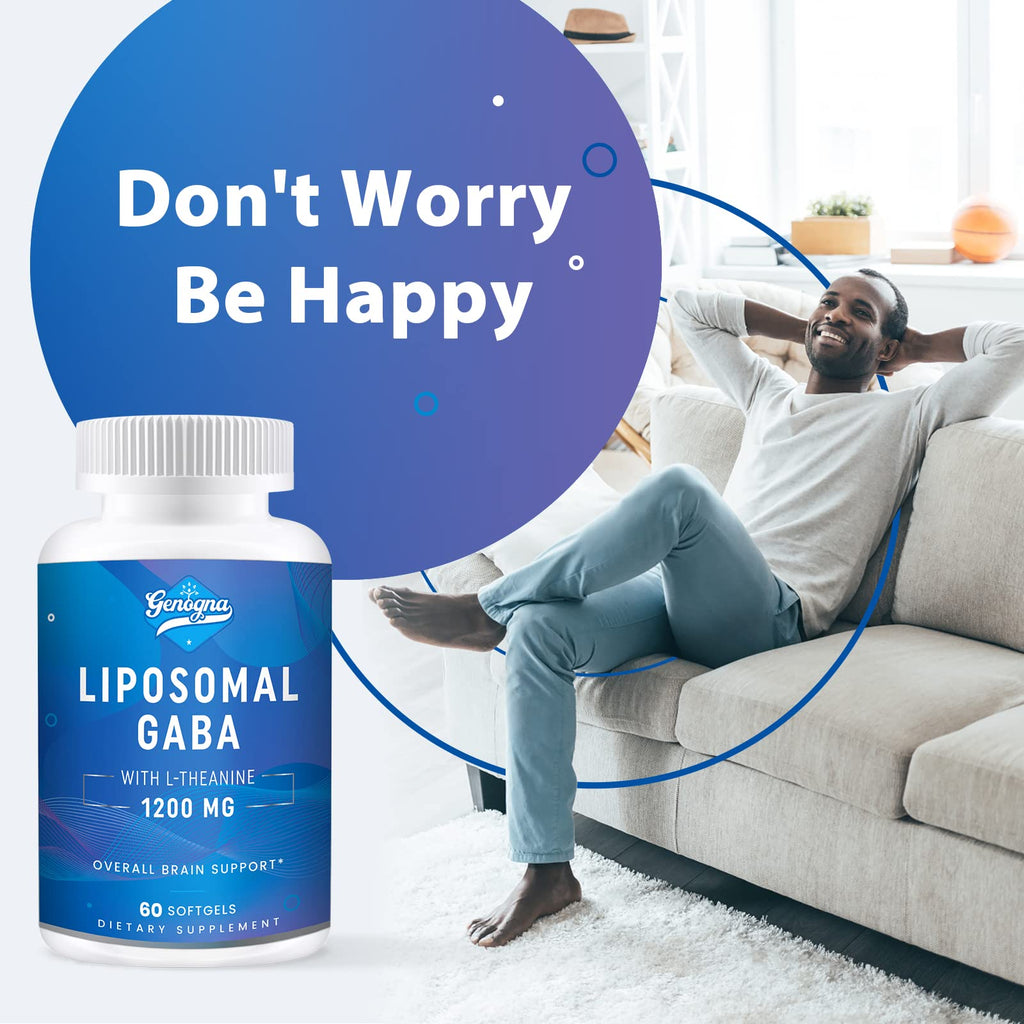 Genogna Liposomal GABA with L-Theanine 1200mg Supplements 1 Pack for Adults