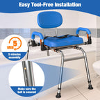 WHLICKS Sliding Shower Chair with Wide 360° Swivel Seat, 450lbs Tub Transfer Bench for Bathtub, Adjustable Height and Arms Width Shower Seat for Inside Shower, Shower Chair for Elderly and Disabled