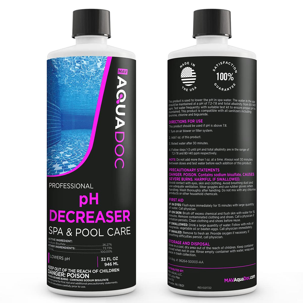 AquaDoc Hot Tub pH Decreaser - 32oz - Spa pH Down for Water Balance - Hot Tub Chemicals Made in USA