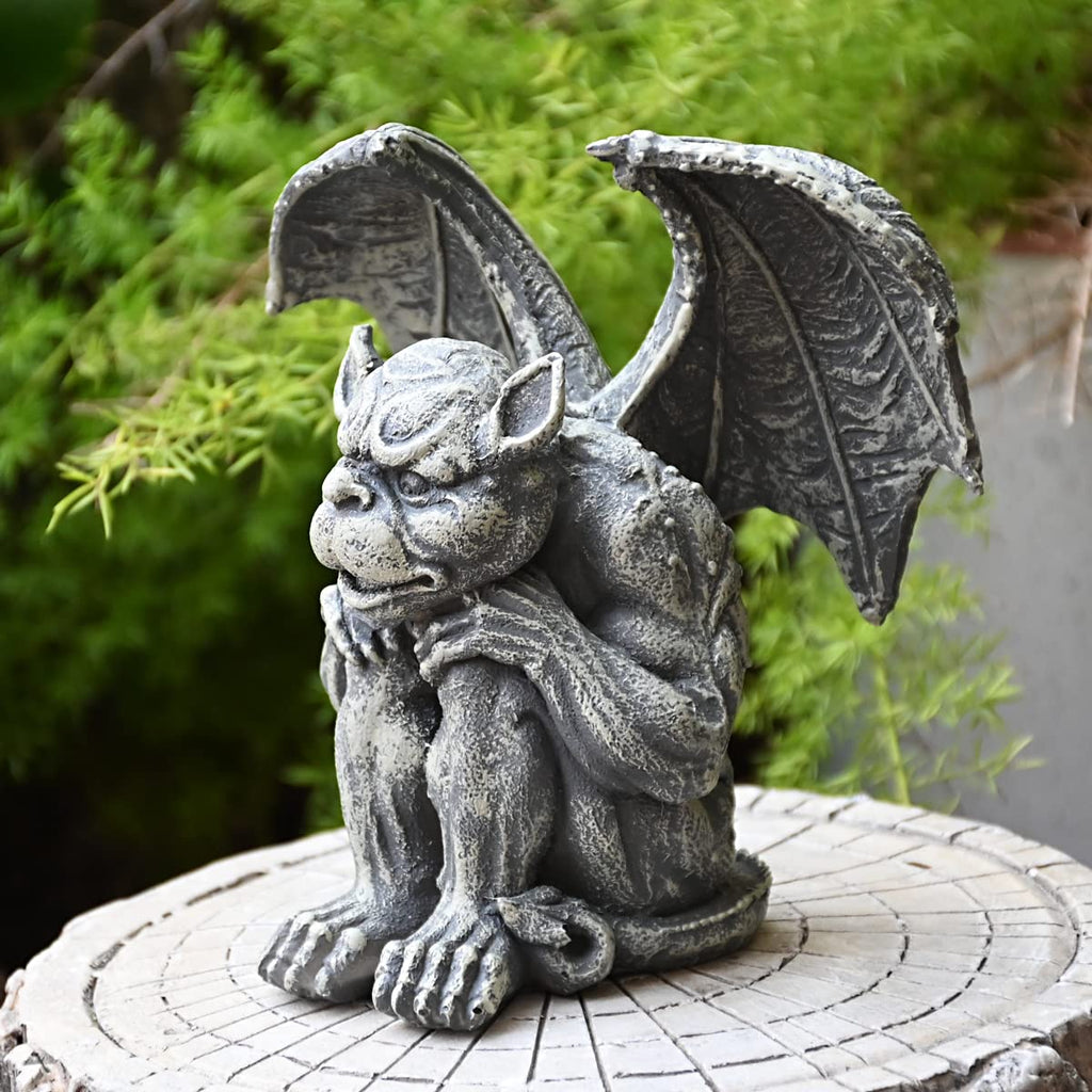 OwMell Gargoyle Sitting Statue Garden Guardian Sculpture Figurine 7 Inch