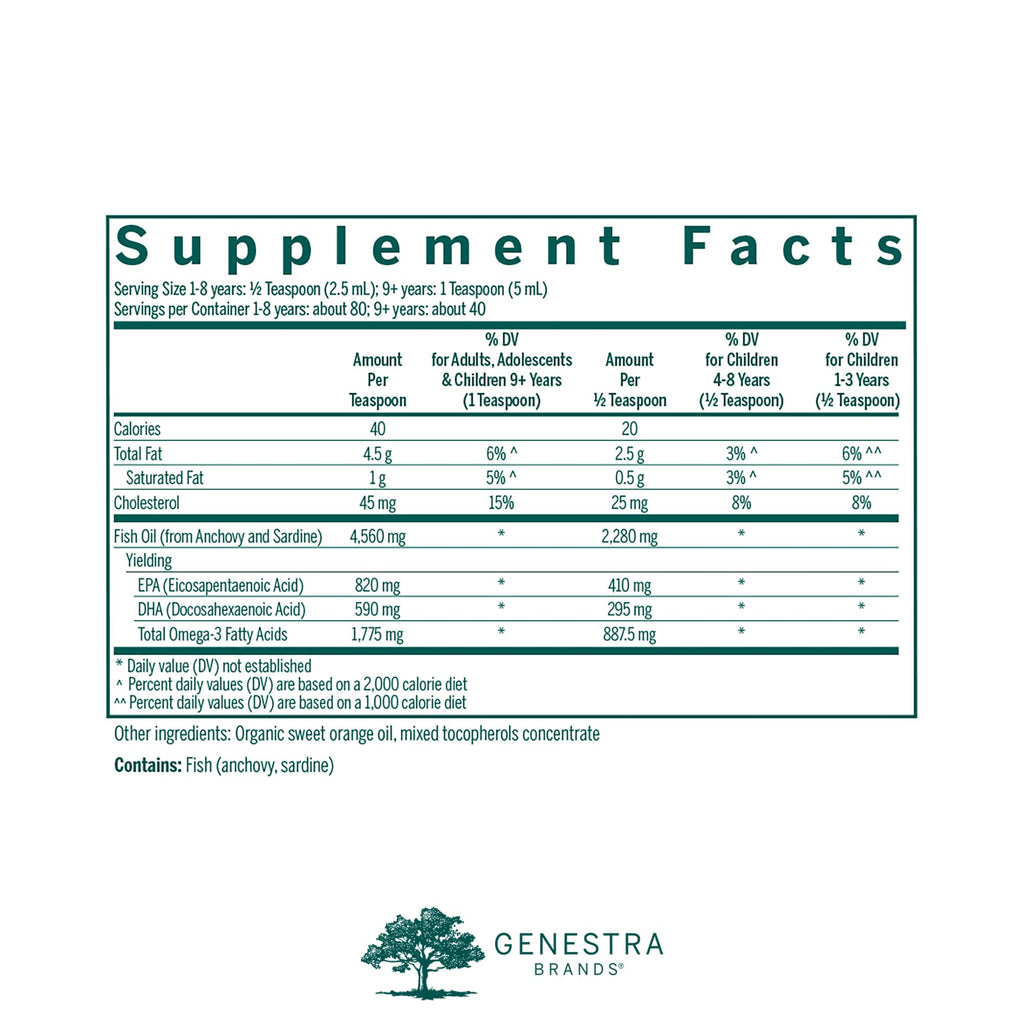 Genestra Brands Super EFA Liquid | Supports Cardiovascular Health, and the Development of Brain, Eyes, and Nerves in Children* | 6.8 Fl Oz | Natural Orange Flavor