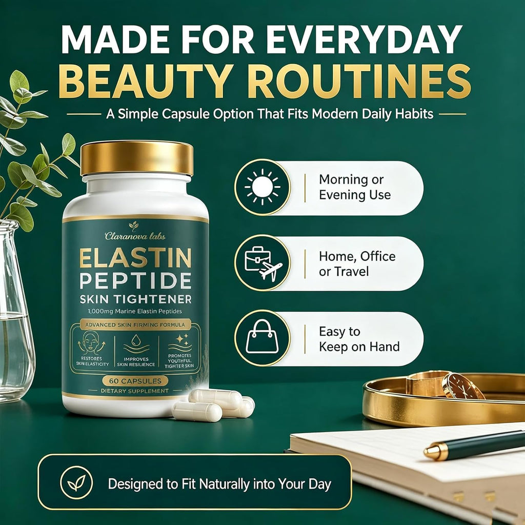 Claranova Labs Elastin Peptides, 1000mg Marine Elastin Peptide Skin Tightening Formula