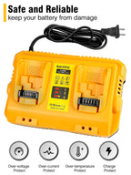 DCB102 20V MAX Battery Charger Replacement for Dewalt Battery Charger, 2 Port Charger Compatible with Dewalt 12V-20V Batteries