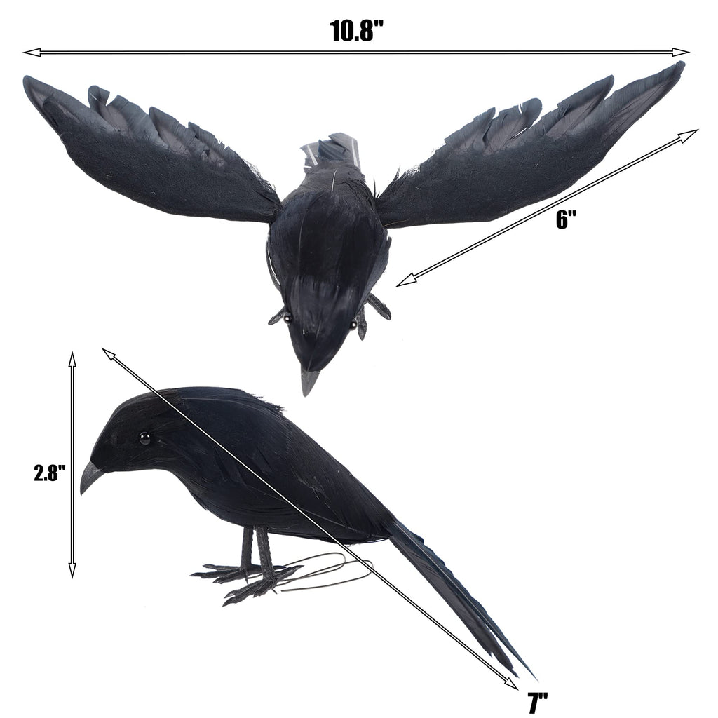 YOFIT Halloween Crow Decorations 6 Pack Fake Black Crows and Ravens