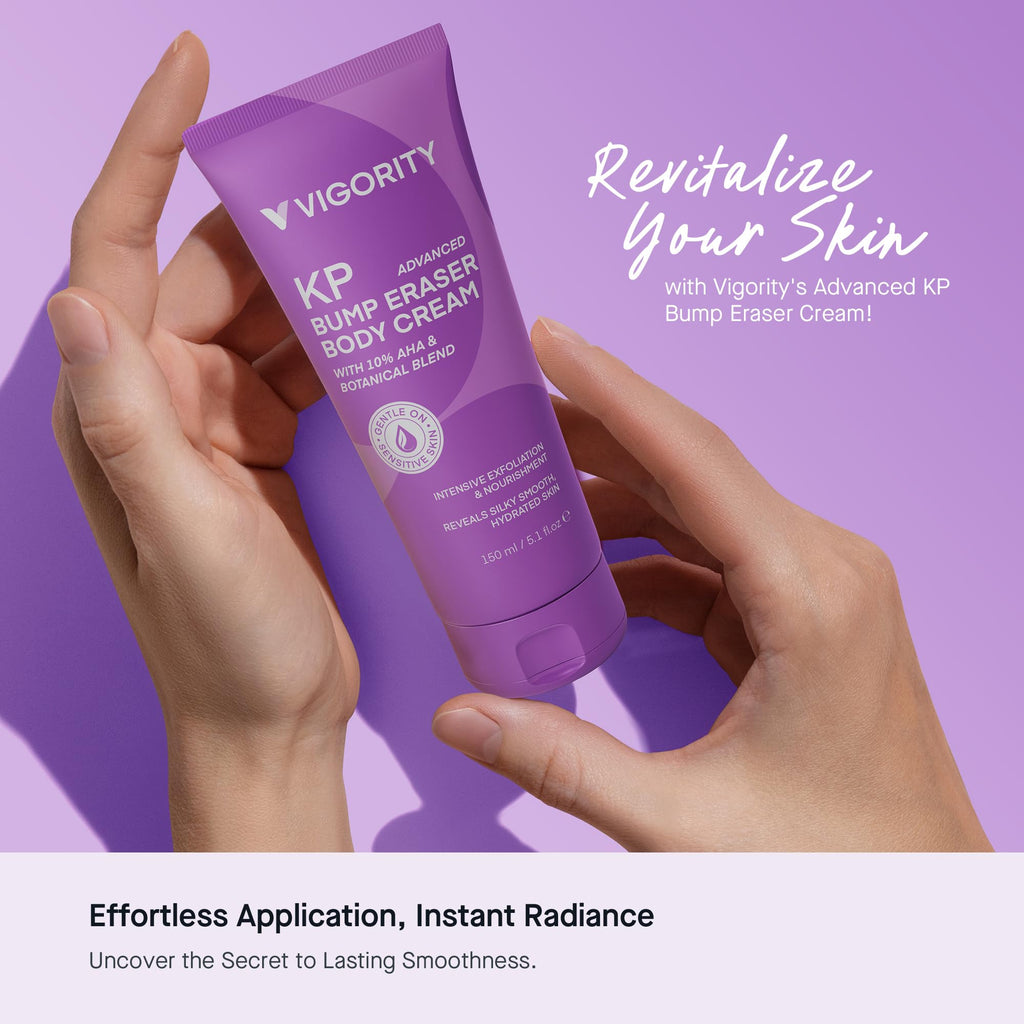 Vigority Keratosis Pilaris Treatment Cream with Lactic Acid – KP Body Bump Exfoliating Moisturizer for Rough, Bumpy, Dry & Flakey Skin, Strawberry Legs – 5.1 Oz