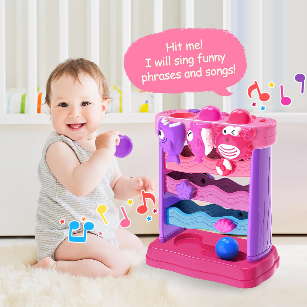 Toys for 1 2 3 Years Old, Interactive Feeding Toy with Music, Montessori Toys for Boy Girl, Musical Cause and Effect Game for 12+ Months, Christmas Birthday Gifts for Baby Toddlers Age 1-3