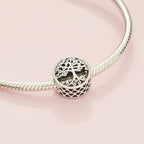 PANDORA Family Tree Charm - Engraved Family Message - Meaningful Keepsake - Jewelry for Women with Gift Box - Compatible Moments Charm Bracelets - Sterling Silver