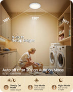 Rechargeable Motion Sensor Ceiling Light with Remote, Wireless Ceiling Light Battery Operated, No Wiring, Magnetic, Dimmable Shower Light, Timer, 3 Color 6000K, Rechargeable Light for Closet Hallway