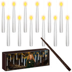 pmgro 20pcs Flameless Taper Candles with Remote, 3D Window Candle, Floating Hanging Candles with Wand, 6.3IN Led Taper Candle Battery Operated, Christmas Decor for Home Wedding,Halloween