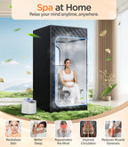 pikulLA Portable Sauna for Home, Personal Portable Steam Sauna Tent with 1200W 3L Steamer Heater, 15 Levels, Remote Control, Foldable Chair, Cozy Big Size 36 * 36 * 71 inches