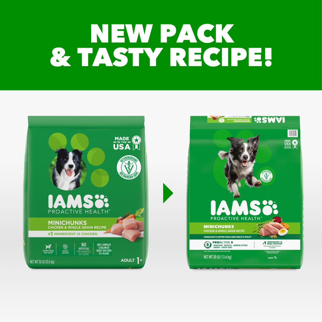 IAMS Proactive Health Adult Minichunks Dry Dog Food, Chicken, 30 lb