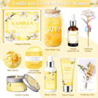 Birthday Gifts for Women, Relaxing Spa Gift Baskets for Women, Warm Vanilla Self Care Package Gifts, Mother's Day Bath and Body Inspirational Gift Set for Mom, Her, Wife, Best Friend, Sister, Coworker