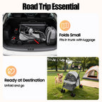 Pet Stroller for Small Medium Dogs Cats, Lightweight Foldable Pet Wagon with 360° Front Wheels & Brake, 40 lbs Capacity Carrier for Park Travel Shopping, Breathable Mesh Basket (Light Gray)