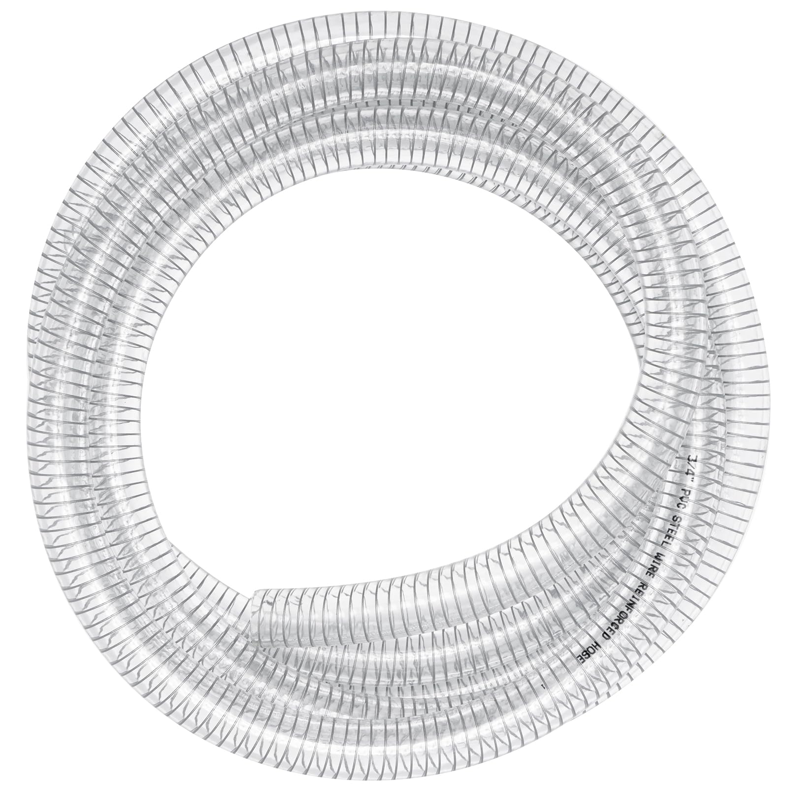 ZY-hosetube Suction Hose 1/2 inch id -10ft Clear Wire Reinforced Vinyl Tubing Heavy Duty PVC Vacuum Line Plastic Flexible Tubing, Drain Fuel Gas Water for Industrail Marine Bilge Pump