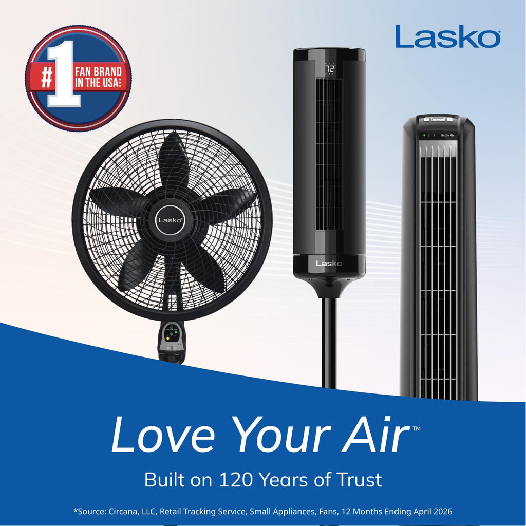 Lasko Cyclone Oscillating Pedestal Fan - Adjustable to 54" - 1843 - Black