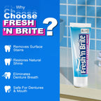Fresh 'n Brite Denture Cleaner Paste, ADA Accepted Dual Action Formula for Fresh Breath & Gentle Care of Dentures, 1 Count