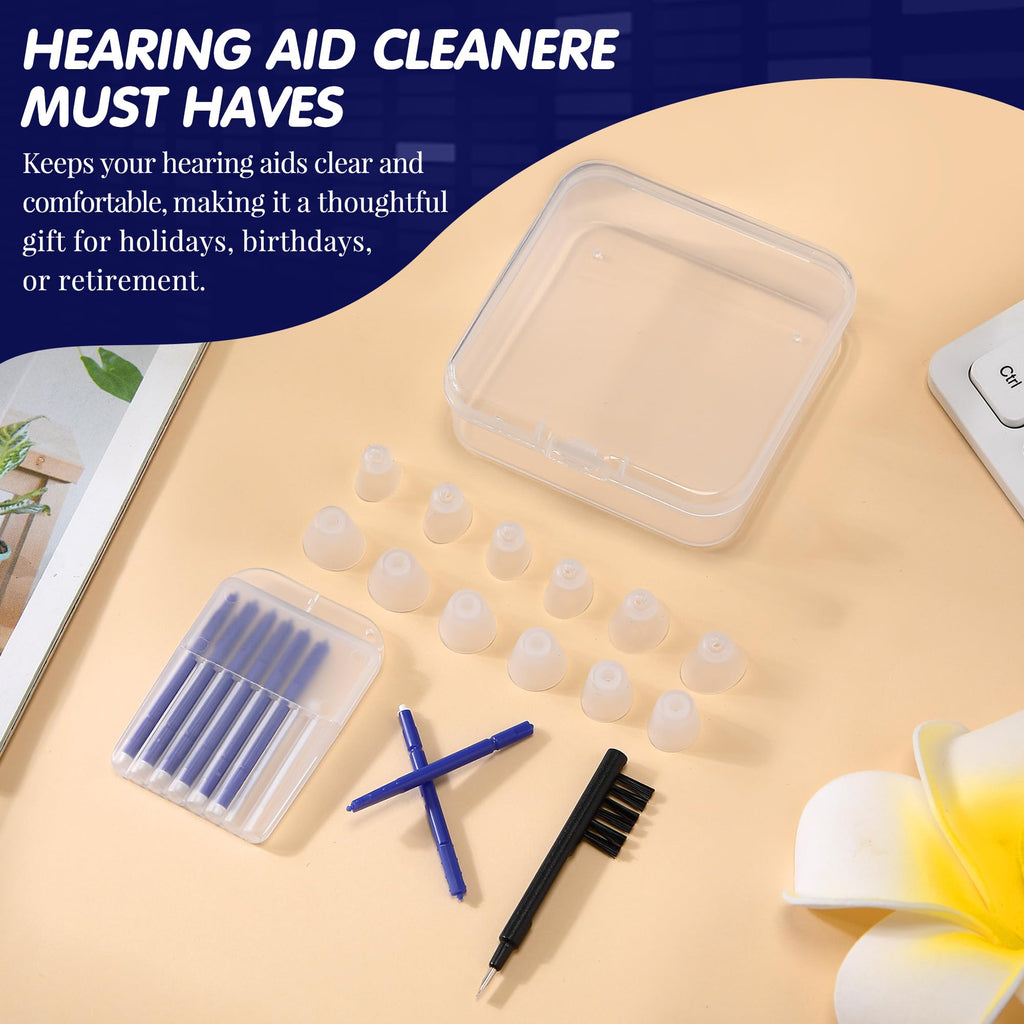 Wovnet Hearing Amplifier Accessories Kit, Compatible with Audien Hearing Amplifier Cleaning Tools, Includes 6 Sizes Silicone Dome, Cleaning Brush and Screwdriver, Wax Guards, Carrying Case(16 Pcs)