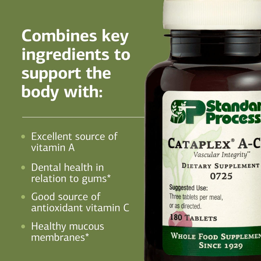 Standard Process Cataplex A-C-P - Healthy Cell & Tissue Supplement - Supports Dental Health & Immune System Function - Contains Vitamin A & C - Non-Dairy & Non-Soy - 180 Tablets (60 Servings)