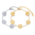 TICVSS Four Leaf Clover Bracelet for Women 18K Gold Plated Stainless Steel Lucky 4 Leaf Gold Link Bracelet Jewelry Gift for Women (Gold+Silver)