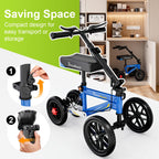 BlessReach All Terrain Steerable Knee Scooter Crutch Alternative，Deluxe Medical Scooter Double Handbrake,for Adults Injured Ankle & Foot Recovery Scooter in Blue