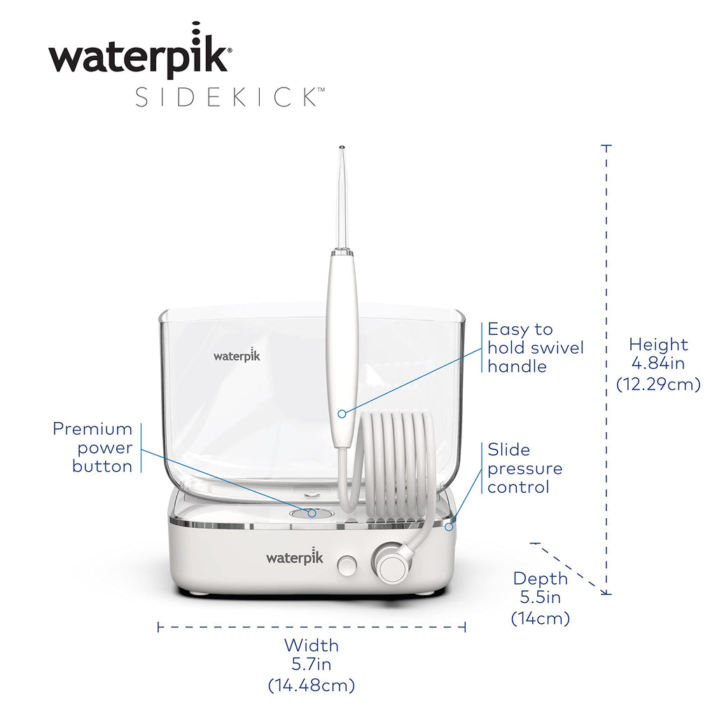 Waterpik Sidekick Portable Water Flosser, Perfect for Travel & Home, ADA Accepted, White/Chrome WF-04