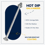 1/2" x 14" (25 Pack) Galvanized Carriage Bolt Kit Grade 307A Includes 1/2" USS Flat Washers (25 pcs) and 1/2"-13 Hex Nuts (25 pcs), Hot Dip Galvanized for Exterior Use by Makers Bolt