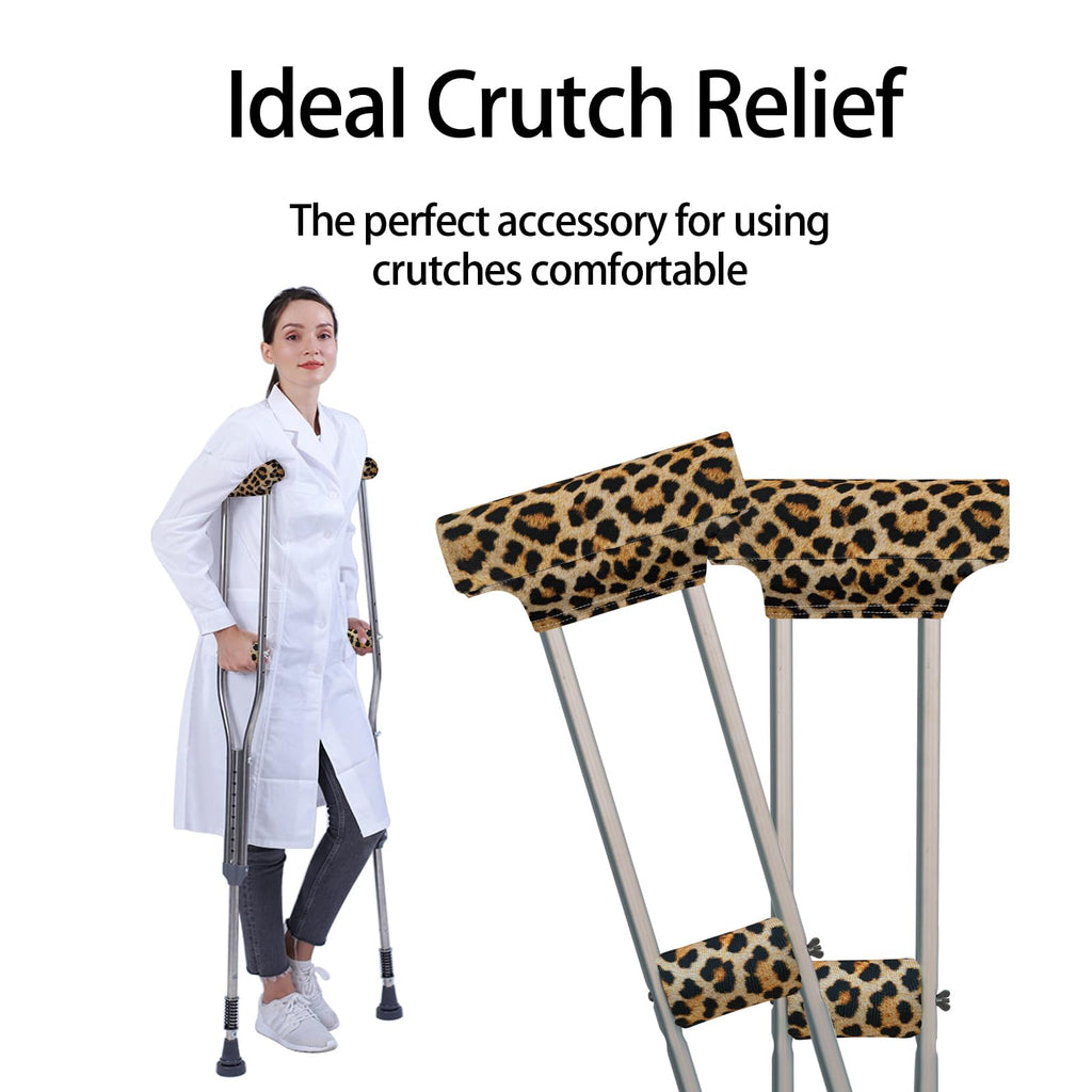 Underarm Crutch's Pad and Hand Grip Covers Universal Forearm Handle Padded Cushion Sets Accessories for Crutches Pads for Armpits (Leopard)