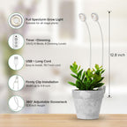 SGLEDs Clip-On Grow Lights for Indoor Plants, 2-in-1 Dual Head Timer