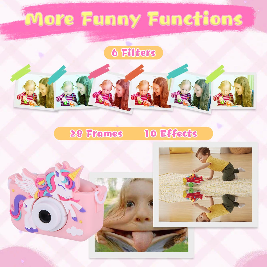 Unicorn Toys Camera for Kids Girls Age 3-8, Pink
