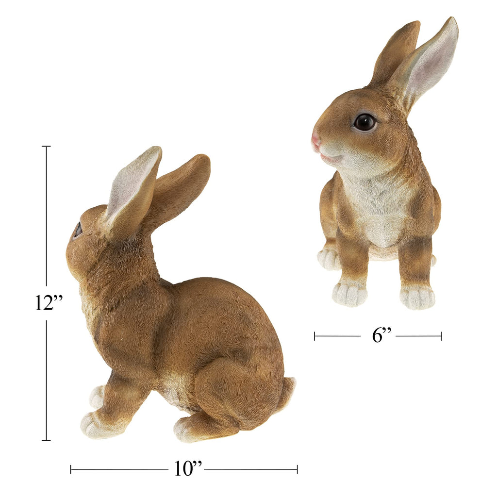 CLEVER GARDEN Brown Rabbit Garden Statue Outdoor Décor, Resin Figurine Decoration for Lawn, Yard, Patio, Porch, and More